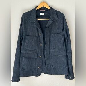 Apolis Indigo Stripe Chore & Utility Jacket; Cotton Wool Blend (Size L)